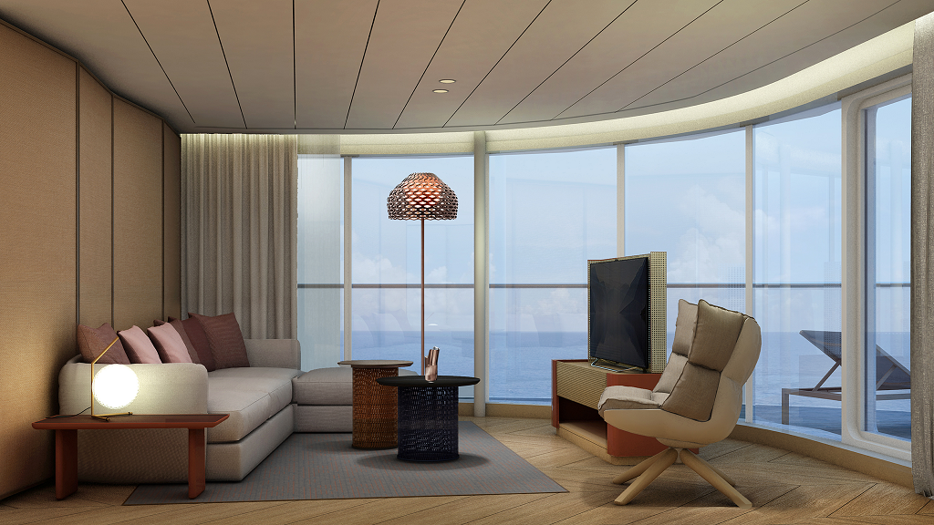 TUI Cruises Panorma Suite auf der neue Mein Schiff 1
