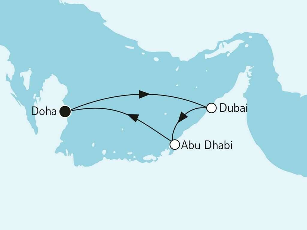 Mein Schiff 6 Route Khasab (Oman) – Abu Dhabi (VAE) – Doha (Katar) – Dubai (VAE)