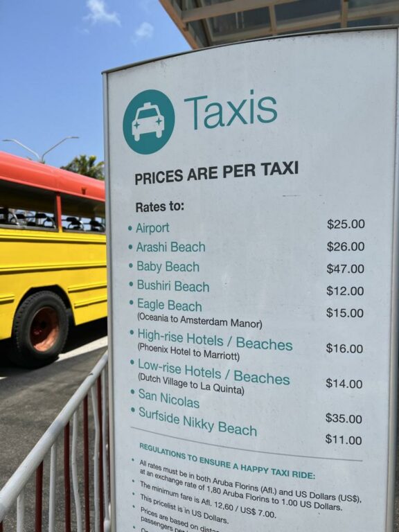 Aruba Taxikosten