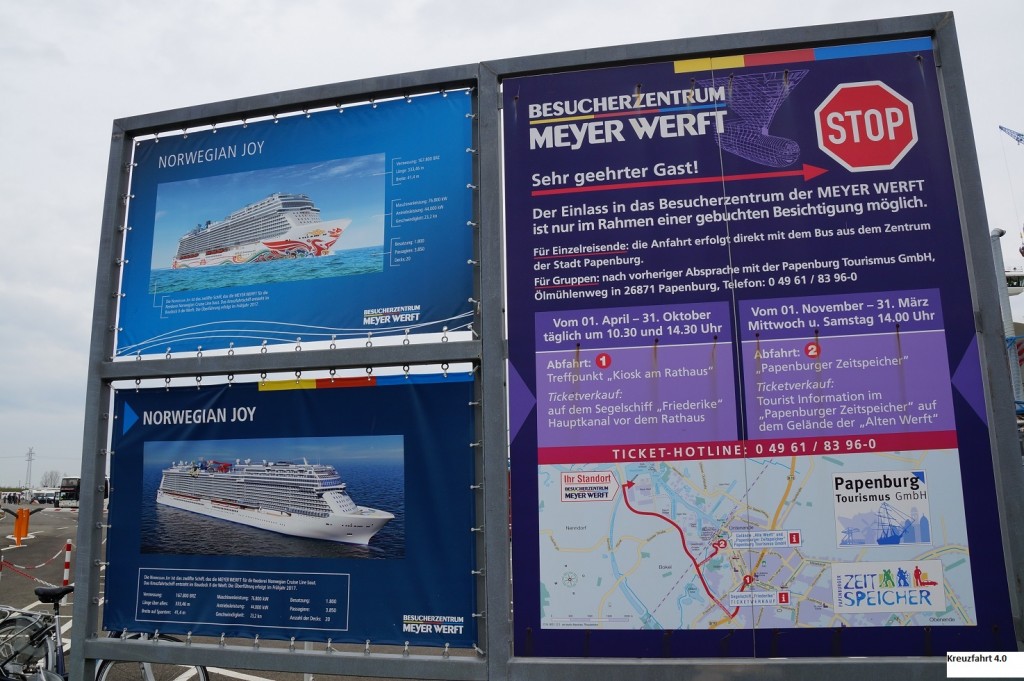 Kreuzfahrt 4.0 NCL Joy Meyer Werft Schild